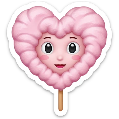 Cotton Candy, Heart-Shaped Cotton Candy – soft pink heart form with sparkle  sticker