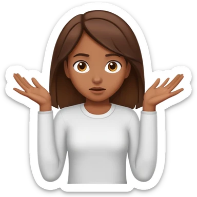 brown-skinned girl with brown hair, shrugging, no uniform sticker