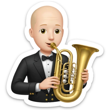 Tuba, von gltzköpfigen Mann gespielt sticker