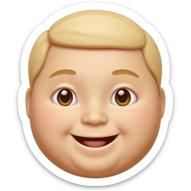 A 3D emoji in iOS emoji aesthetic style of a chubby person with round cheeks and a happy smile, soft and friendly expression, smooth glossy texture, minimal white background. sticker