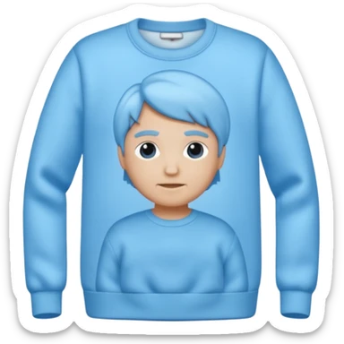 sky-blue sweater with light fabric folds and soft shading, casual style, Memoji-style rendering. sticker