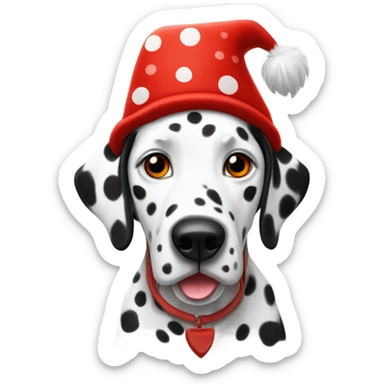 Dalmatian wearing a red gnome hat  sticker