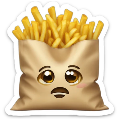 a bag of a french fries but its crying sticker