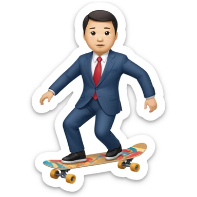 Xi_Jinping riding skate board sticker