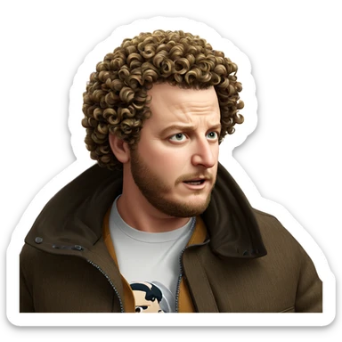 curly haired man in jacket sticker