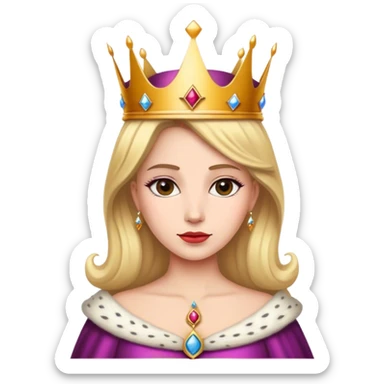 a queen with a crown that has a crown sticker
