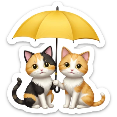 Cats with yellow umbrella sticker