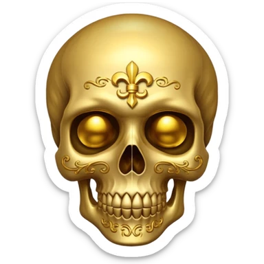 skull in gold sticker