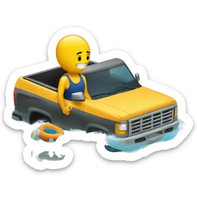 a person in a pool that is a truck sticker