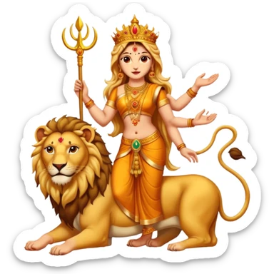 Divine Mother Durga & Lion in traditional pose. sticker