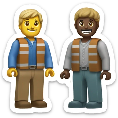 Two men playing legos  sticker