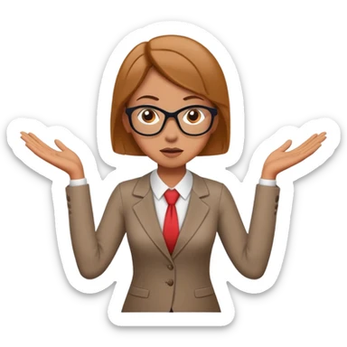 Puzzled female accountant spreading her arms to the sides sticker