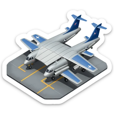 NATO military airplane  hangar isometry view sticker