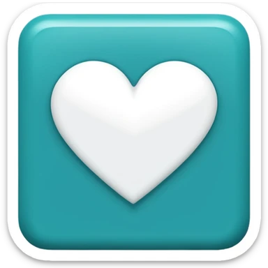 teal square with a white heart and a line at the bottom sticker