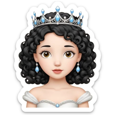 Princesa banca con el pelo rizado y el pelo negro linda sticker