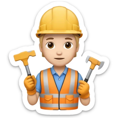 Baret ve aletli inşaat işçisi related to İnşaat İşçileri, chibi emoji style, with soft lighting sticker