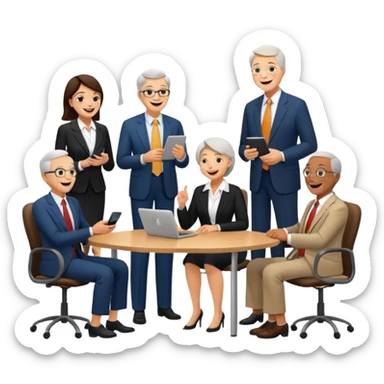 A large dense crowd of adults and seniors at an afterwork meeting sticker