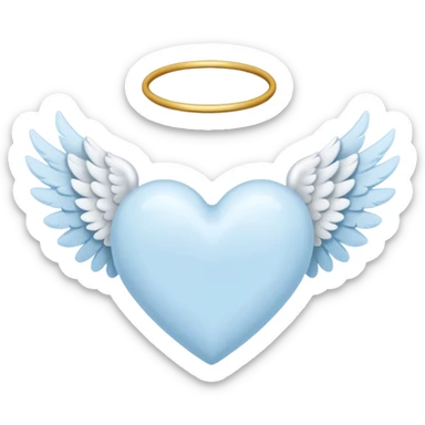light sky blue heart with angel wing sticker