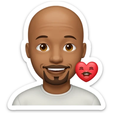 Black ball head man with goatee with kissing emoji sticker