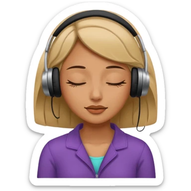 Una mujer escucha música con los ojos cerrados  sticker