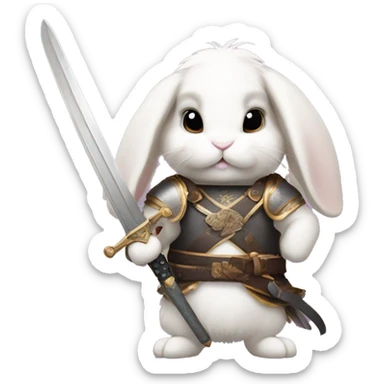 Lop bunny with a sword sticker