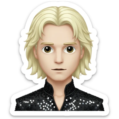 Lestat de Lioncourt with long platinum blonde hair, black sequin outfit sticker