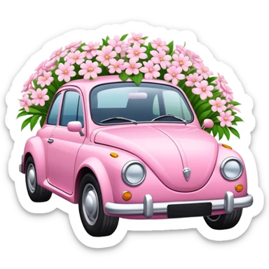 Pink car with white flowers  sticker