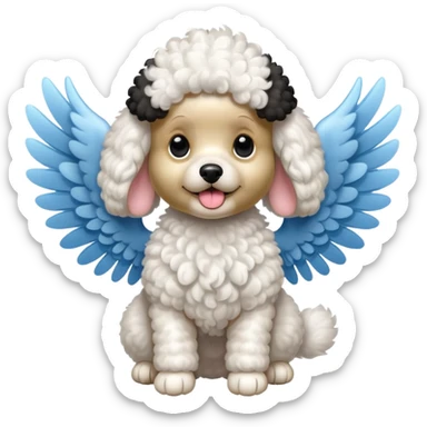 Perro french poodle mini blanco con Alas sticker