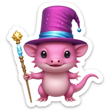 axolotl with magician hat sticker