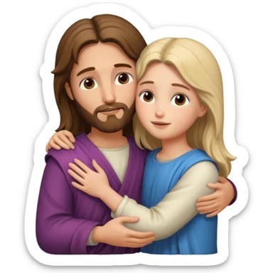 Jesus hugs a girl sticker
