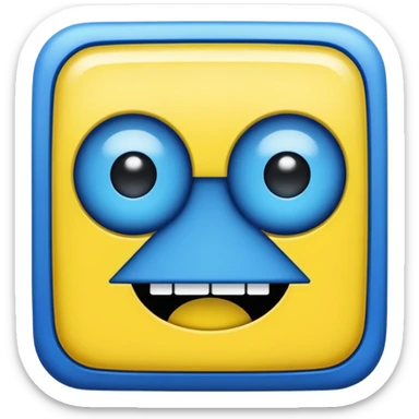 geometery dash square yellow body blue face square mouth and eyes sticker