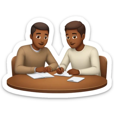 Two guys talking at a table realistics sticker