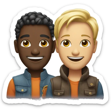 cheerful duo with stylish smiles sticker