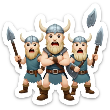 three Vikings are screaming, weapons in their hands
realistic sticker