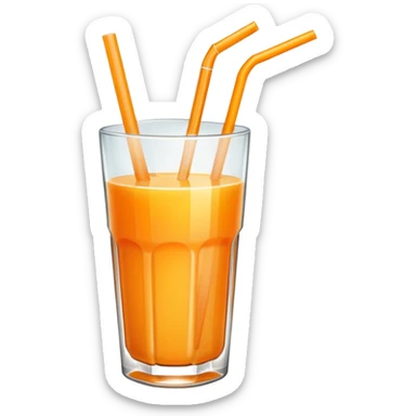 glass of fresh orange juice with straw sticker