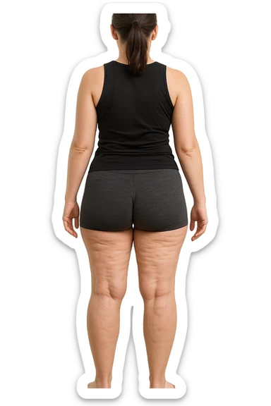 donna di schiena in gym shorts con cellulite sulle gambe sticker