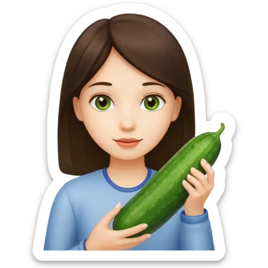 Girl with cucumber sticker