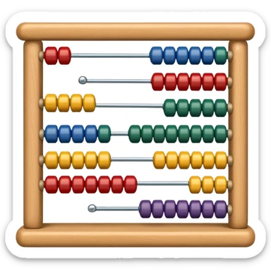 Generate 6 unique emoji-style icons of different abacus designs showing counting beads, wooden frames, and educational math tools. sticker
