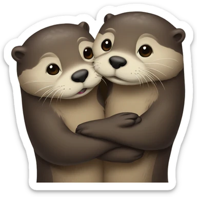 Two otters cuddle sticker
