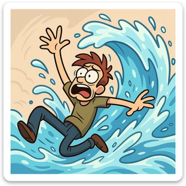 flowing water, stylized as a cartoon, with exaggerated motion sticker