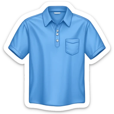 blue shirt, cartoonish sticker