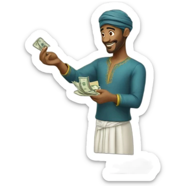 marocan man giving tip money sticker