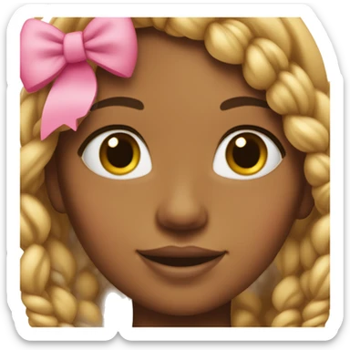 Brownskin girl with blonde and pink braids with a pink bow sticker