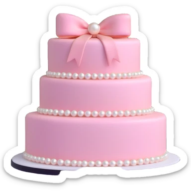 light pink cake decorated with pearls and a light pink bow on top sticker