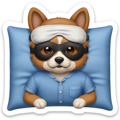 a dog hero with sleep mask and wearing shirt sticker