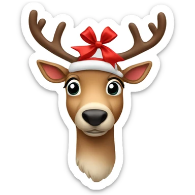 reindeer with red bow sticker