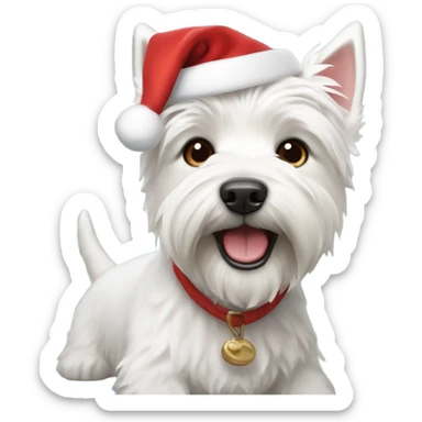 West highland Terrier with Santa hat sticker