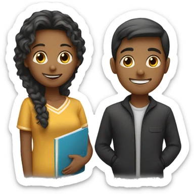 2 male and 1 female student sticker