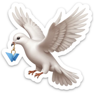 a dove flies with a letter in its paws sticker