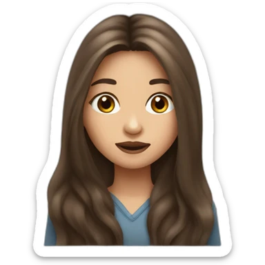 girl with long brown hair and a mole above the lips sticker
